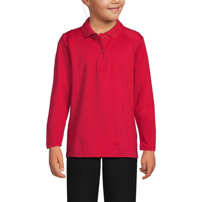 Lands' End School Uniform Kids Long Sleeve Feminine Fit Rapid Dry Polo Shirt