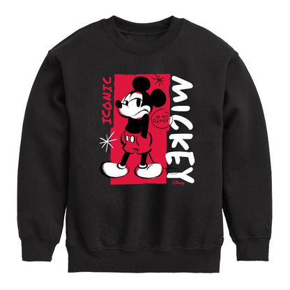 Boys' - Disney - Mickey Iconic Graphic Long Sleeve Fleece Sweatshirt