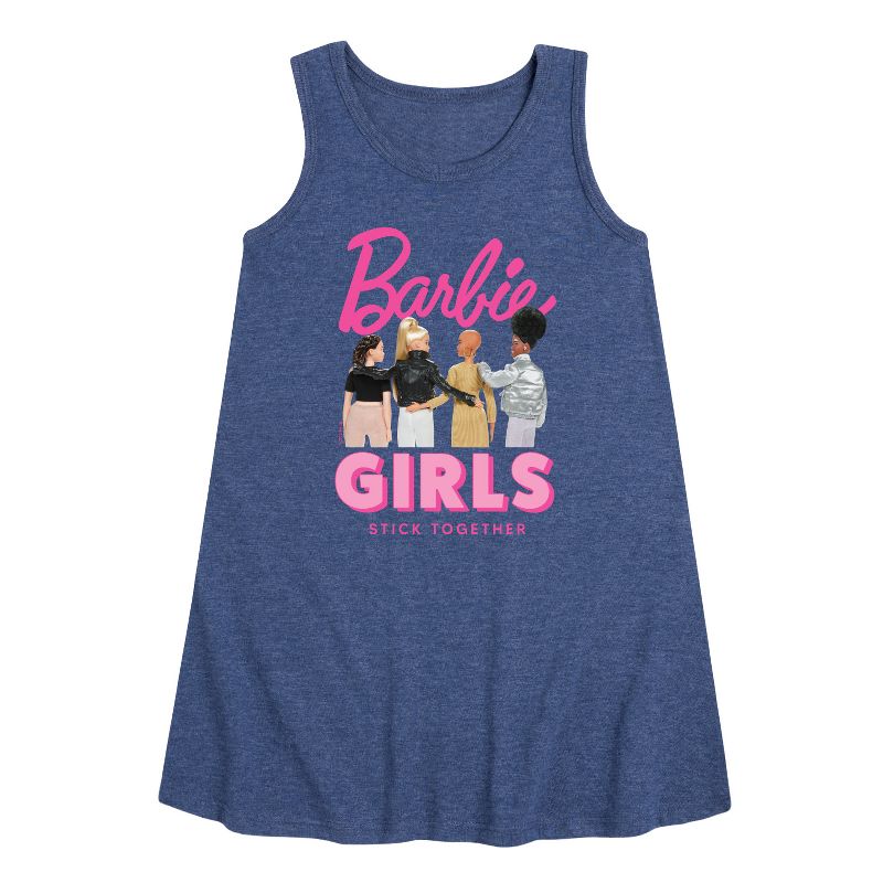 Girls' - Barbie - Girls Stick Together Graphic Sleeveless Aline Dress
