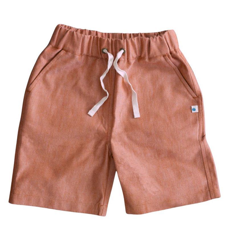 Kids' Organic Pull-on Shorts Orange Chambray - Jackalo
