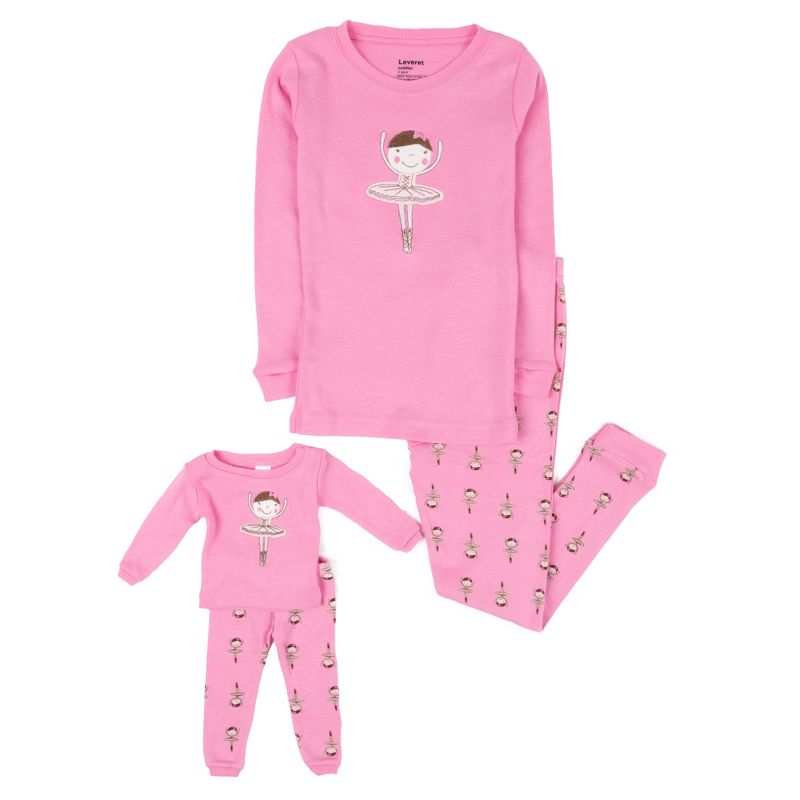 Leveret Girl and Doll Matching Cotton Pajamas - Classic Prints