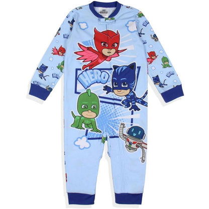بيجامة نوم بدون أقدام من PJ Masks للأولاد الصغار من Gekko Catboy Owlette Hero باللون الأزرق