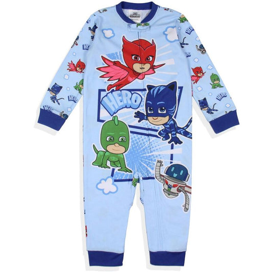 بيجامة نوم بدون أقدام من PJ Masks للأولاد الصغار من Gekko Catboy Owlette Hero باللون الأزرق