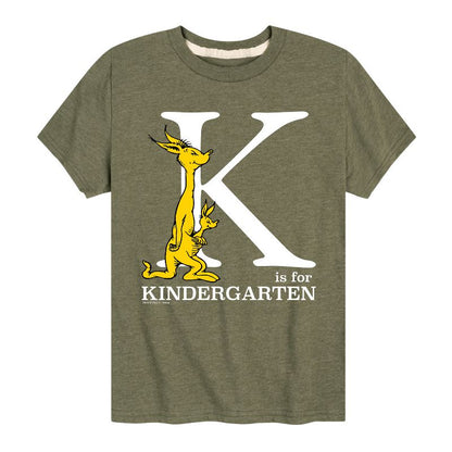تي شيرت جرافيكي بأكمام قصيرة للأولاد - دكتور سوس - K Is For Kindergarten Kangaroo