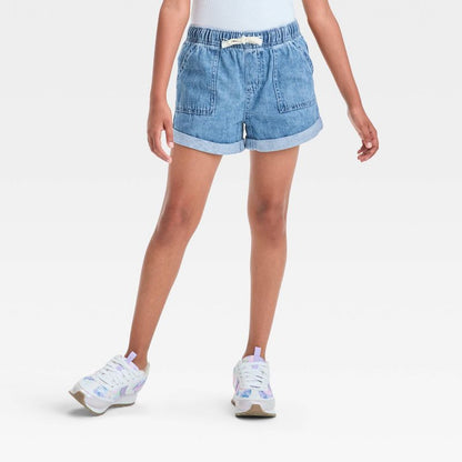 Girls' High-Rise Pull-On Denim Utility Shorts - Cat & Jack™