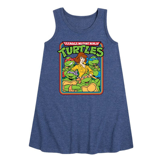 فستان بناتي من مجموعة سلاحف النينجا المراهقة المتحولة - فستان أبريل الجرافيكي بدون أكمام