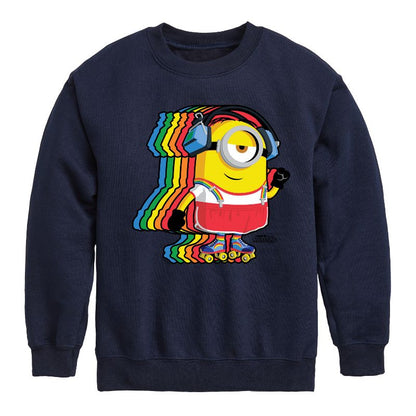 Boys' - Despicable Me Minions - Retro Rainbow Skater Graphic Long Sleeve Fleece Sweatshirt