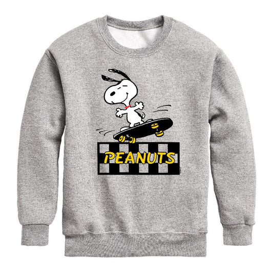 Boys' - Peanuts - Snoopy Skater Graphic Long Sleeve Fleece Sweatshirt