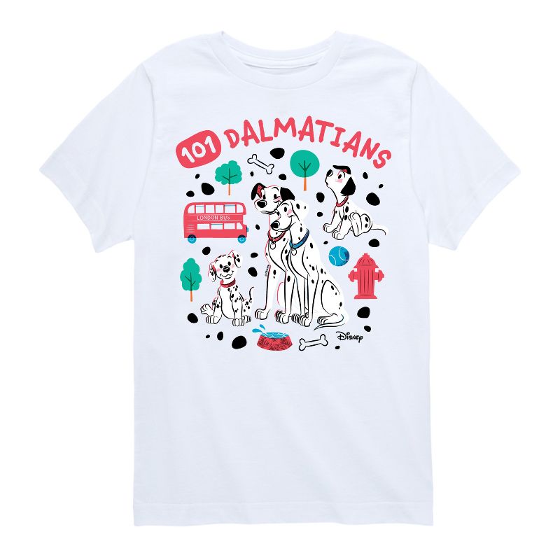 Boys' - 101 Dalmatians - Collage of Dalmatian Family Short Sleeve Graphic T-Shirt