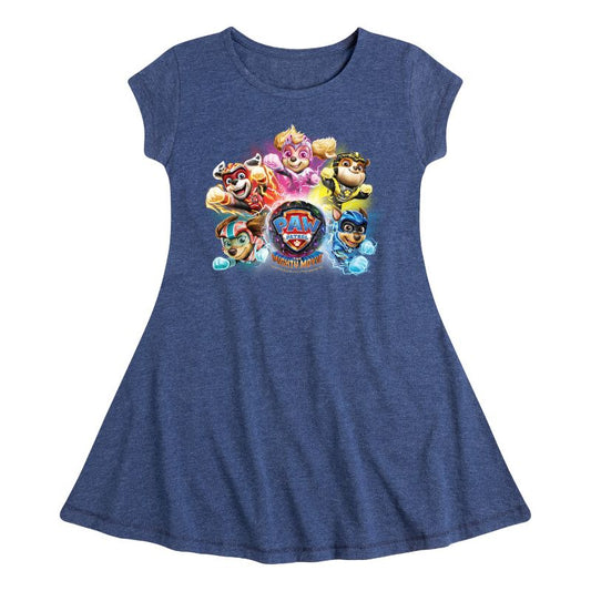 Girls' - Paw Patrol - Mighty Movie Character Group Fit & Flair Cap Sleeve Dress