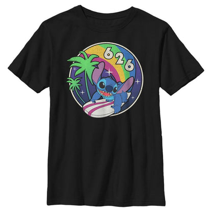 Boy's Lilo & Stitch Retro Rainbow Surfboard T-Shirt