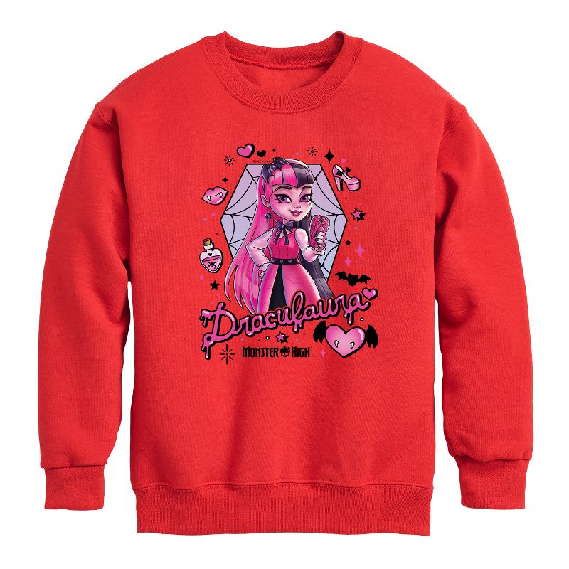 Boys' - Monster High - Draculara Graphic Long Sleeve Fleece Sweatshirt