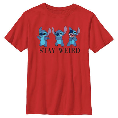 Boy's Lilo & Stitch Triple Stay Weird T-Shirt