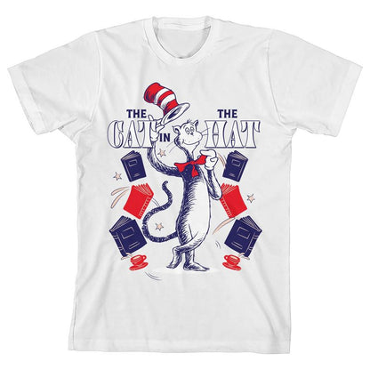 The Cat in the Hat Loves Book And Reading Youth White Short Sleeve Tee