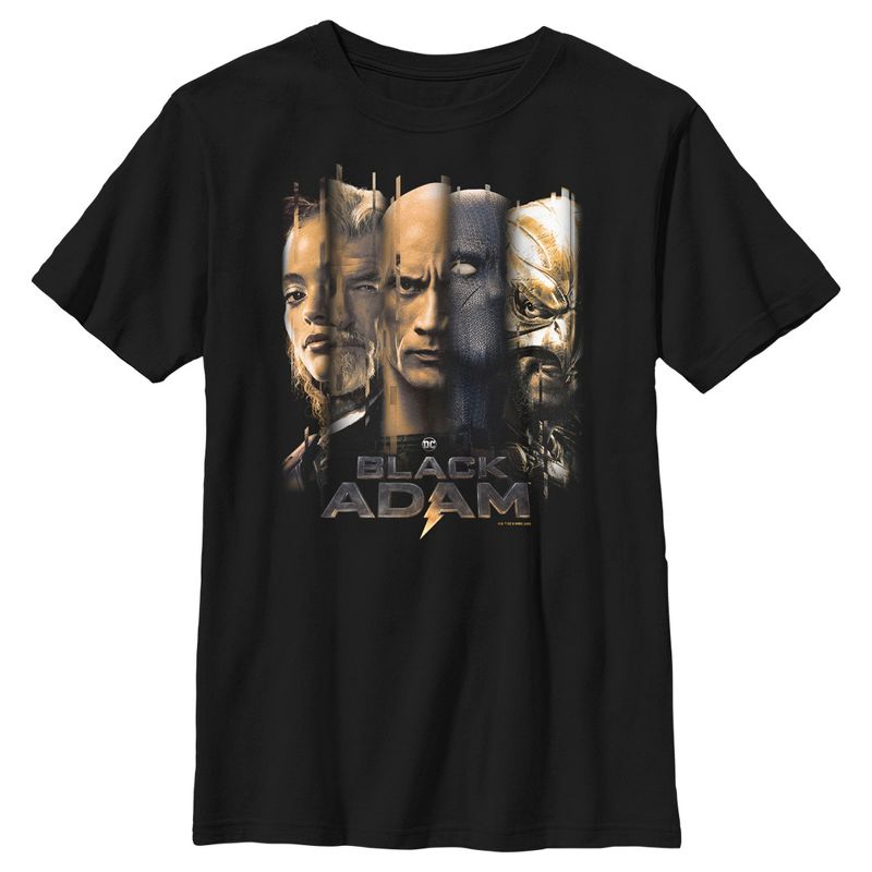 Boy's Black Adam Faces of Justice T-Shirt