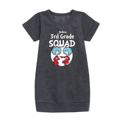 Girls' - Dr. Seuss - 3rd Grade Squad Thing 1 and Thing 2 Graphic Short Sleeve Fleece Dress