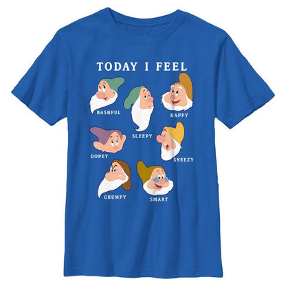 Boys Snow White and the Seven Dwarfs Today I Feel Faces T Shirt