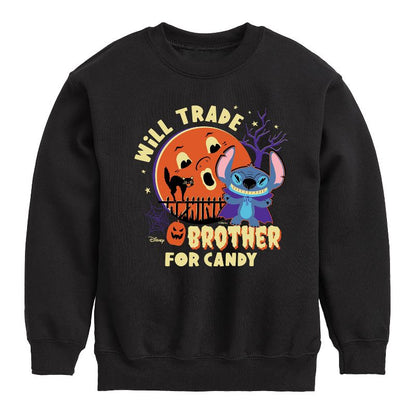 Boys' - Disney - Will Trade Brother For Candy Graphic Long Sleeve Fleece Sweatshirt