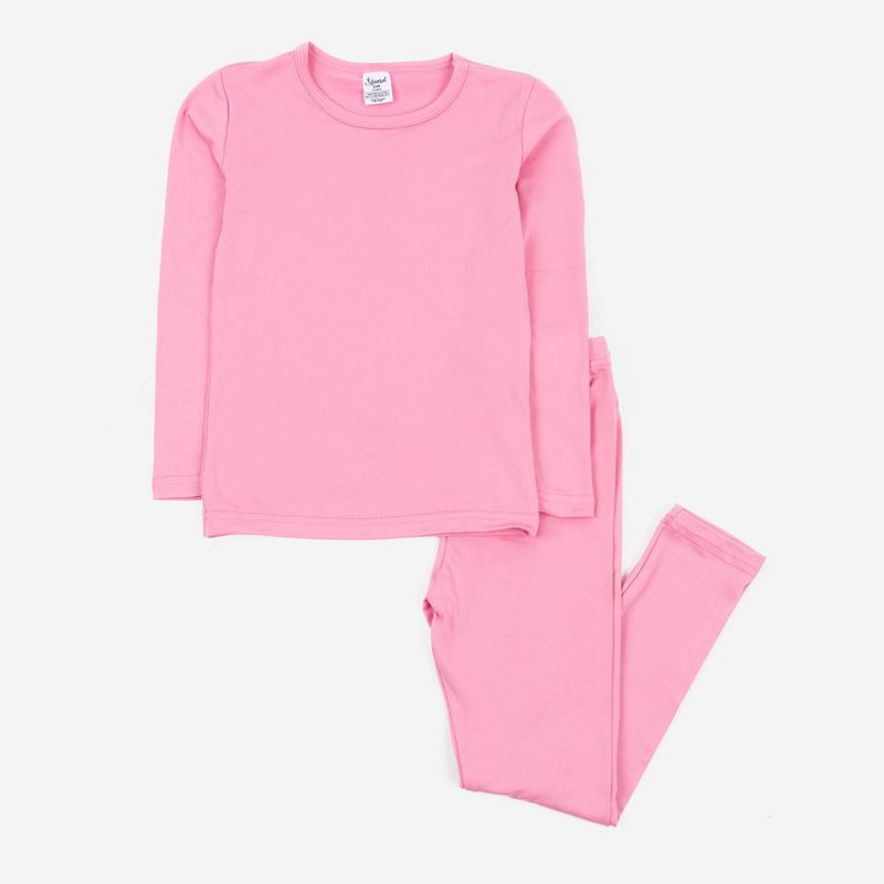 Leveret Kids Two Piece Classic Solid Color Thermal Pajamas