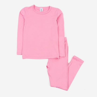 Leveret Kids Two Piece Classic Solid Color Thermal Pajamas