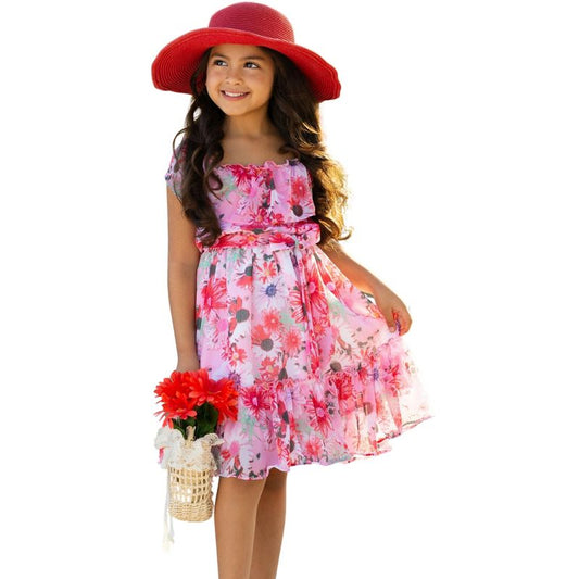 فستان ميدي بكشكشة بتلات البحر من ميا بيل جيرلز