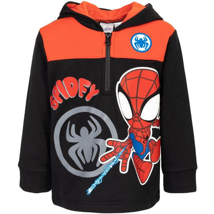 Marvel Spidey and His Amazing Friends Ghost-Spider Miles Morales Spider-Man Fleece Half Zip Hoodie Toddler to Little Kid