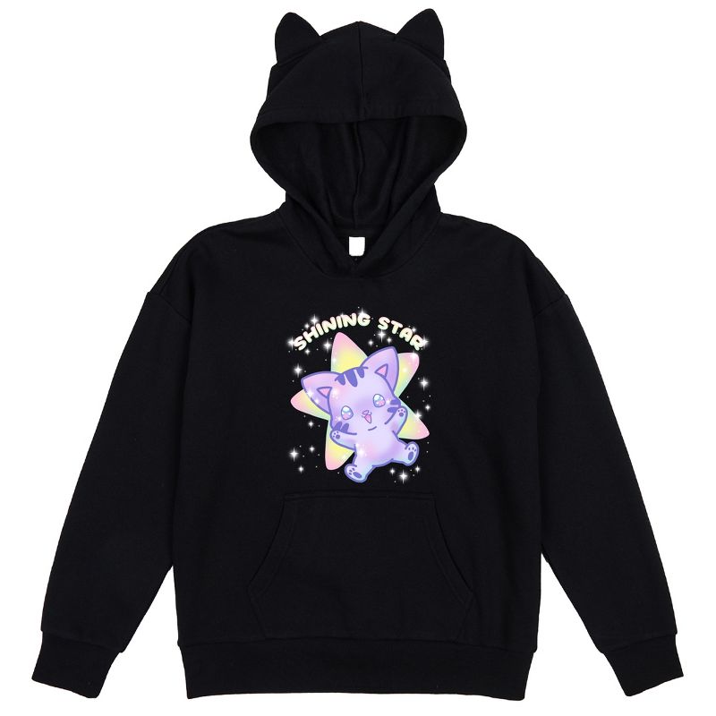 Shining Star Kawaii Cat Youth Black Long Sleeve Hooded Sweatshirt With 3D Cat Ears