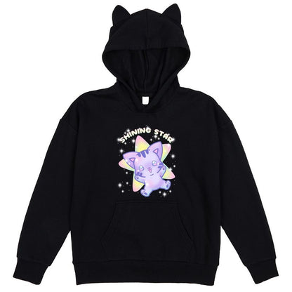 Shining Star Kawaii Cat Youth Black Long Sleeve Hooded Sweatshirt With 3D Cat Ears