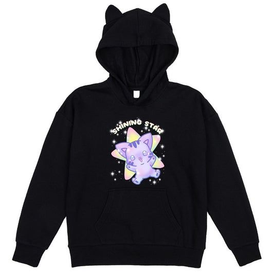 Shining Star Kawaii Cat Youth Black Long Sleeve Hooded Sweatshirt With 3D Cat Ears