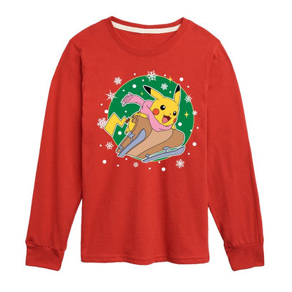 تي شيرت جرافيكي بأكمام طويلة بتصميم مزلجة بيكاتشو للأولاد - بوكيمون