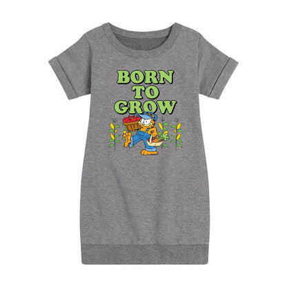 Girls' - Garfield - Born To Grow Graphic Short Sleeve Fleece Dress