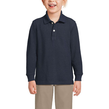 Lands' End School Uniform Kids Long Sleeve Mesh Polo Shirt