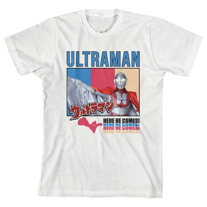 تي شيرت Ultraman Portraits Youth أبيض بأكمام قصيرة ورقبة دائرية