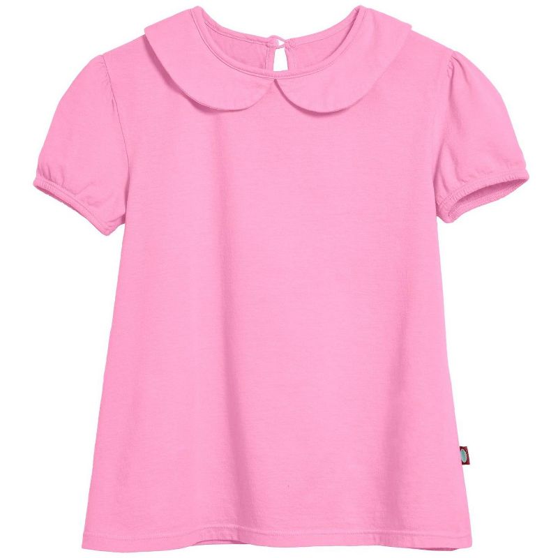 City Threads USA-Made Girls Soft Cotton Jersey Peter Pan Collar Short Sleeve Puff Tee