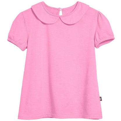 City Threads USA-Made Girls Soft Cotton Jersey Peter Pan Collar Short Sleeve Puff Tee