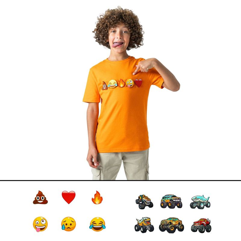 Rabble Gender Neutral Kids' Tshirt with Emojis Expressway Dabblz Bundle