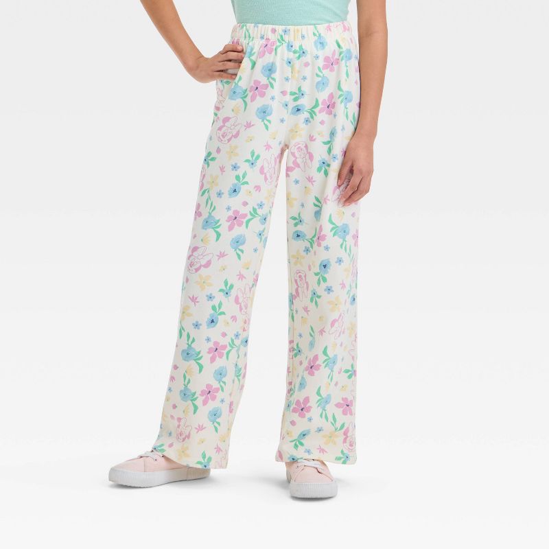 Girls' Minnie Mouse Ditsy Floral Dreamy Fleece Sweatpants - Ivory