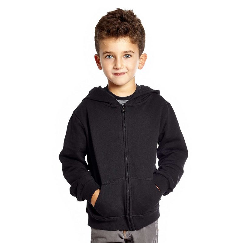 Leveret Kids Zipper Cotton Solid Color Hoodie