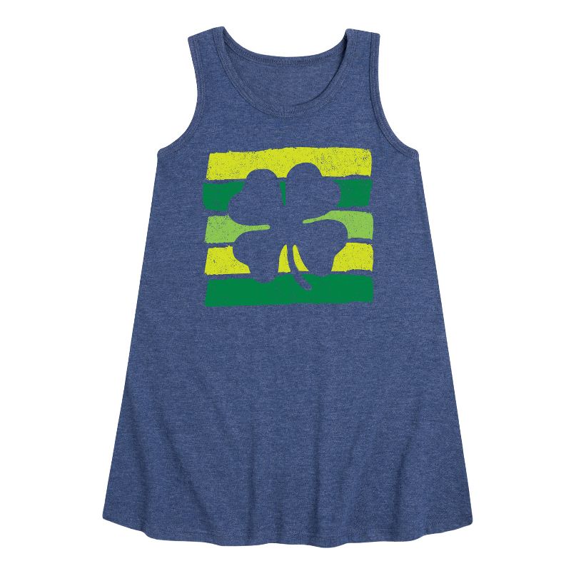 فستان بناتي - رسالة فورية - فستان بدون أكمام بتصميم مخطط من نبات الشامروك بمناسبة عيد القديس باتريك