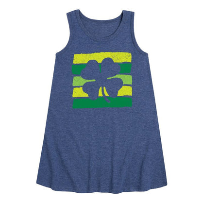 فستان بناتي - رسالة فورية - فستان بدون أكمام بتصميم مخطط من نبات الشامروك بمناسبة عيد القديس باتريك