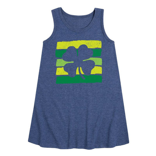 فستان بناتي - رسالة فورية - فستان بدون أكمام بتصميم مخطط من نبات الشامروك بمناسبة عيد القديس باتريك