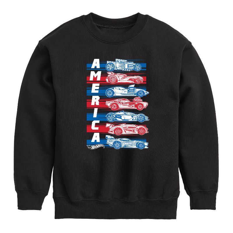 Boys' - Hot Wheels - America Cars Graphic Long Sleeve Fleece Sweatshirt