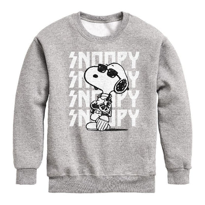 Boys' - Peanuts - Snoopy Rock Name Repeat Graphic Long Sleeve Fleece Sweatshirt
