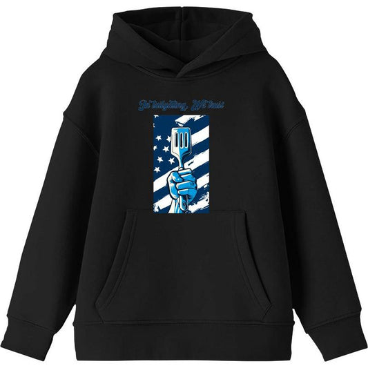 "In Tailgating We Trust" American Flag And Spatula Youth Long Sleeve Hoodie
