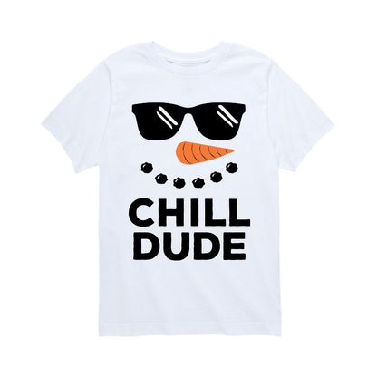 تي شيرت جرافيكي بأكمام قصيرة مطبوع عليه صورة رجل ثلج بارد للأولاد - رسالة فورية