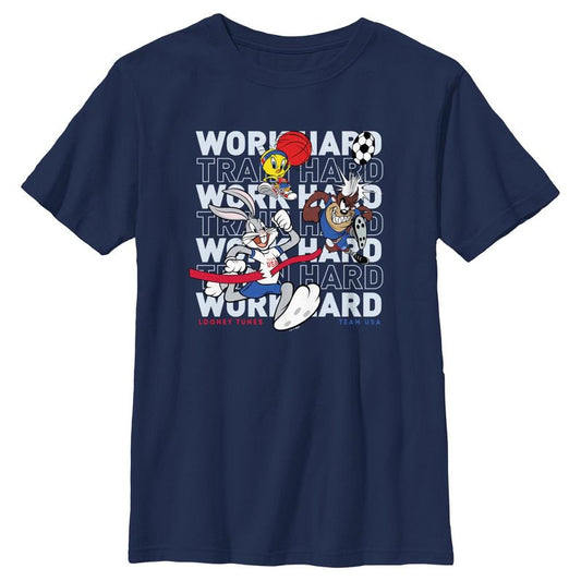 Boy's Team USA X Looney Tunes Work Hard Crew T-Shirt