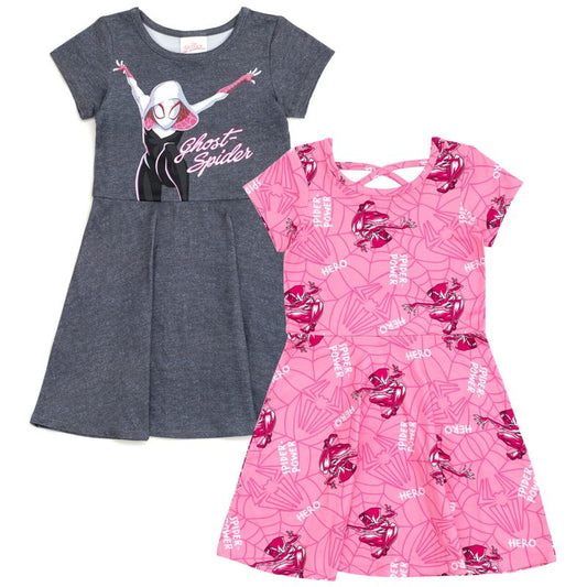 Marvel Spider-Man Spider-Gwen Ghost Spider Girls 2 Pack Skater Dresses Little Kid to Big