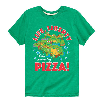 تي شيرت جرافيكي بأكمام قصيرة للأولاد من Teenage Mutant Ninja Turtles - Life Liberty Pursuit Of Pizza