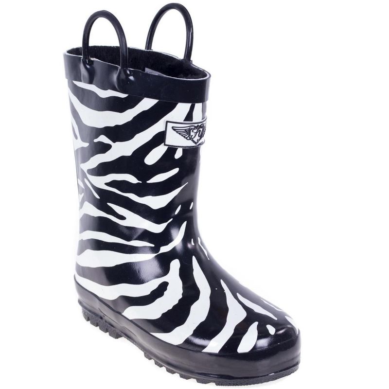Forever Young Kid's Rubber Pull Up Zebra Print Rainboots