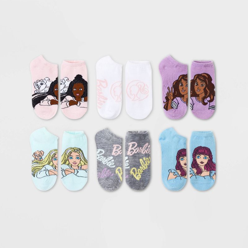 Girls' Barbie 6pk Socks